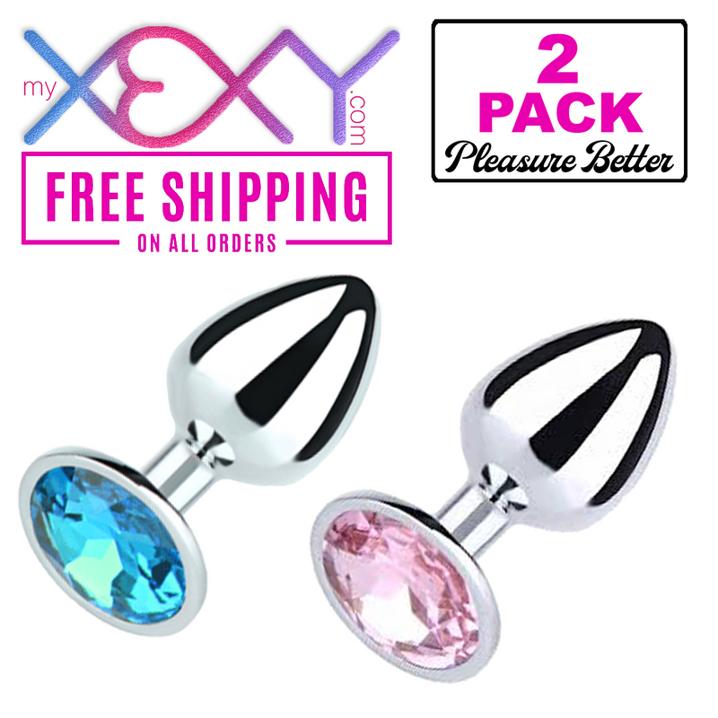 Anal Plug 2-Pack His & Her Jeweled Small Butt Plug Ass Play Anal Train Anal Plug 2-Pack His & Her Jeweled Small Butt Plug Ass Play Anal Train