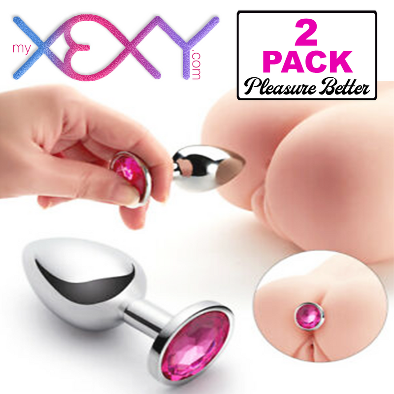 Anal Plug 2-Pack His & Her Jeweled Small Butt Plug Ass Play Anal Train Anal Plug 2-Pack His & Her Jeweled Small Butt Plug Ass Play Anal Train