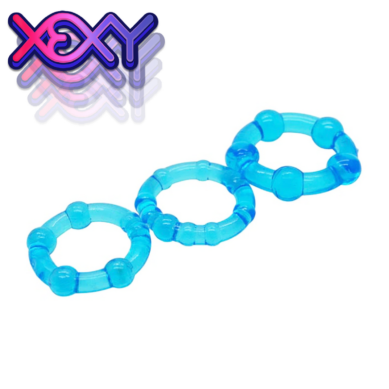 Premium Stamina Beaded Blue Cock Rings